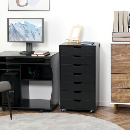 Mobiele Ladekast – Opbergkast – Bureaukast – Archiefkast – Ladenkast – 7 Laden – Stevig Houten Materiaal – Voorzien Van Wieltjes Met Remmen