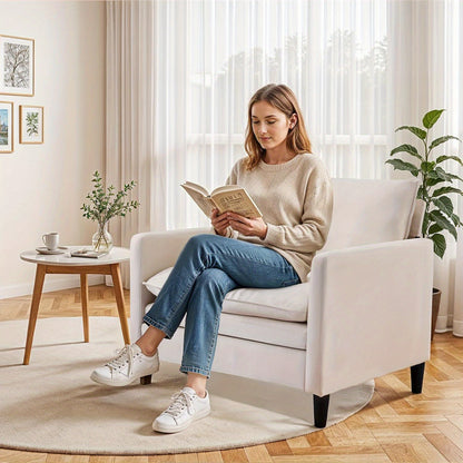 Lounge Stoel – Fauteuil – Relaxstoel – Loungestoel – Woonkamerstoel – Hoogwaardig Traagschuim – Stevig Houten Frame – Beige