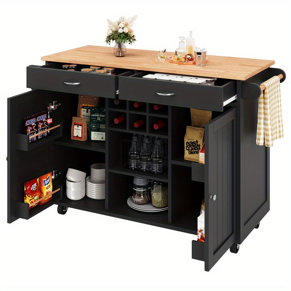 Keukeneiland – Keukentrolley – Keukenkast – Opbergmeubel – Buffetkast – MDF Werkblad – 102x45x92 cm – Wieltjes en Modern Design