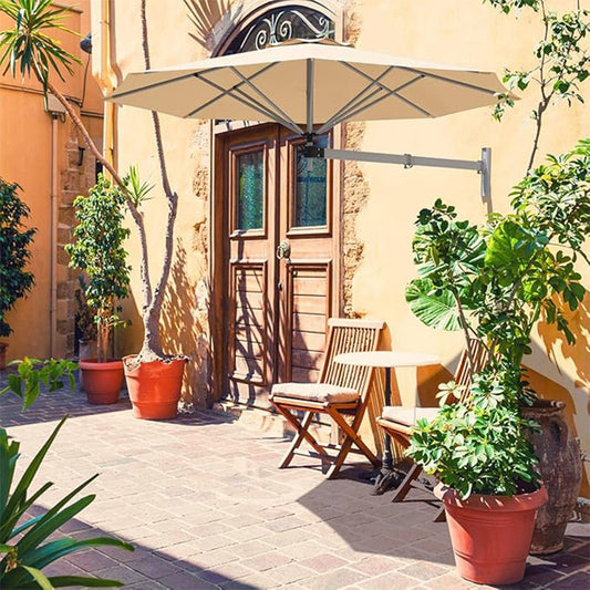 Kantelbare Wandparasol – Muurparasol – Balkonparasol – Tuinparasol – Schaduwparasol – Beige – 8 Stevige Baleinen – Verstelbare Kantelkop en Hoogte