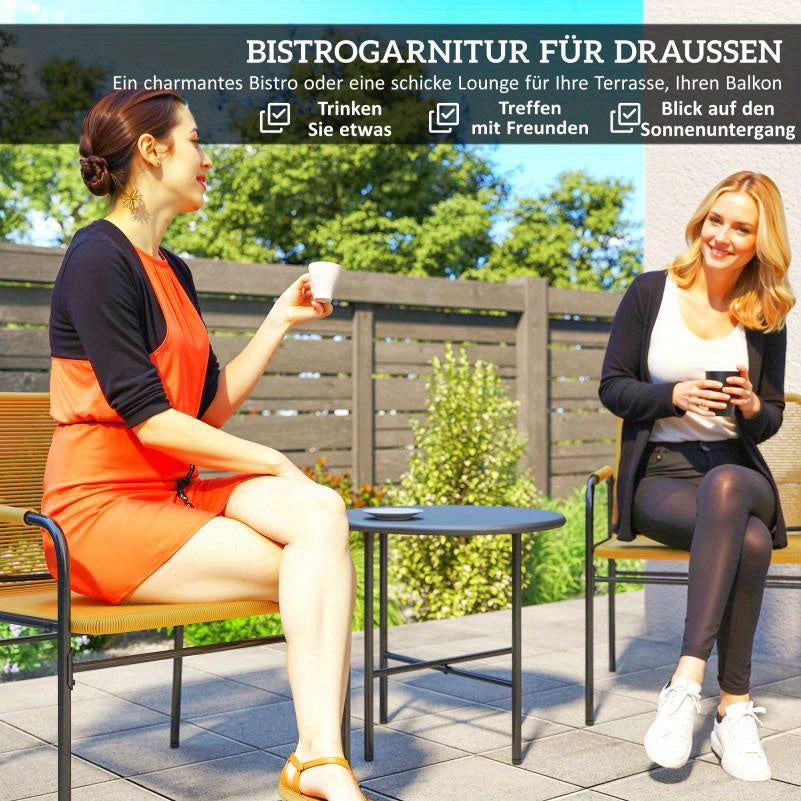 Rattan Pubset – Tuinset – Balkonmeubilair – Buitenmeubilair – Bistroset – Comfortabele Polyester Kussens – Weerbestendig Kunststof Rattan