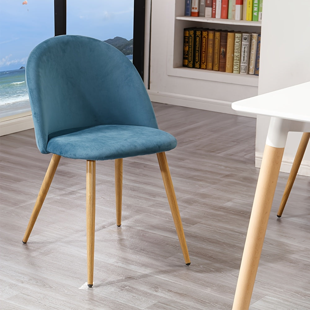 Stoelen – Eetkamerstoelen – Kuipstoelen – Vouwstoelen – Fauteuils – Fluwelen Bekleding – Stevig Metalen Frame – Set van 4 – Blauw