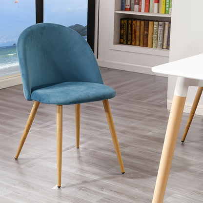 Stoelen – Eetkamerstoelen – Kuipstoelen – Vouwstoelen – Fauteuils – Fluwelen Bekleding – Stevig Metalen Frame – Set van 4 – Blauw