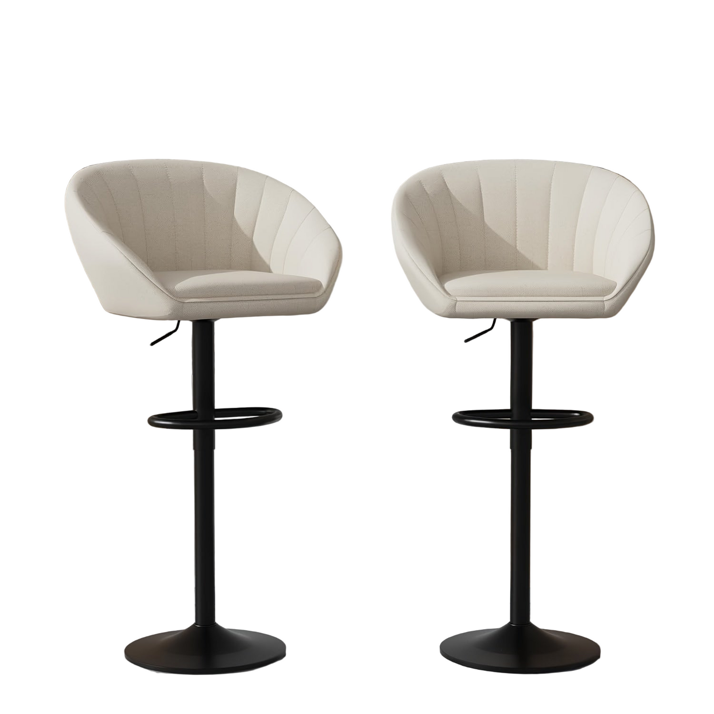 Krukken – Barkrukken – Barstoelen – Werkkruk – Zadelkruk – Verstelbare Zithoogte – 360° Draaibaar – Velours Bekleding – Metaal Frame – Set van 2 – Beige