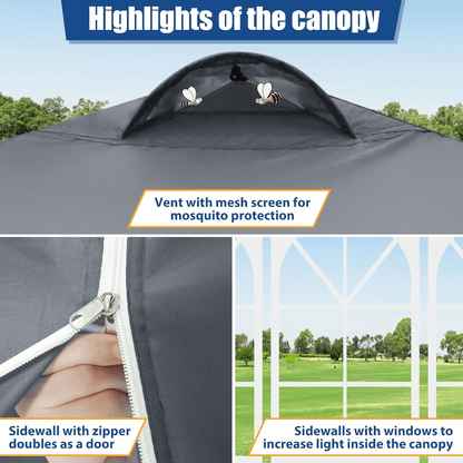 Partytent – Paviljoen – Tuintent – Feesttent – Vouwtent – Pop-up – 3x3 m – Verstelbare Hoogte – Zandzakken & Draagtas – Zwart