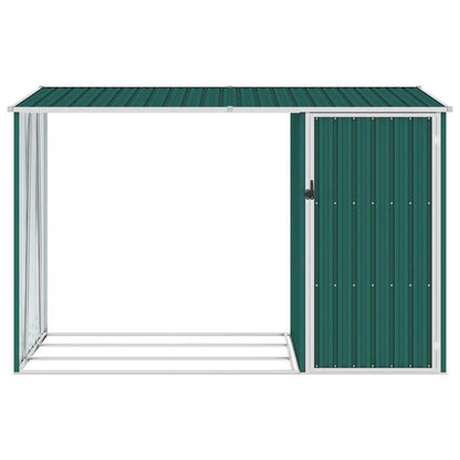 Tuinschuur Brandhoutopslag – Houtopslag Tuinhuis Schuur Houtberging – Groen – Gegalvaniseerd Staal – 245x98x159 cm – Weerbestendig & Ventilatie