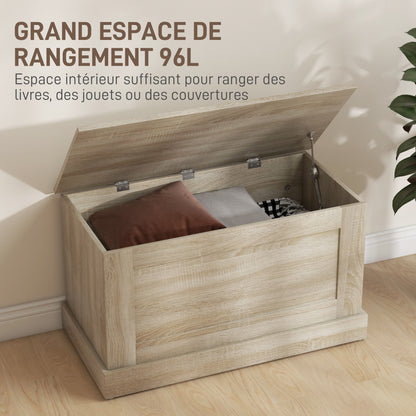 Opbergkist – Speelgoedkist – Houten Kist – Opbergbox – Opbergton – Veiligheidscharnier – 80 x 40 x 45 cm Naturel