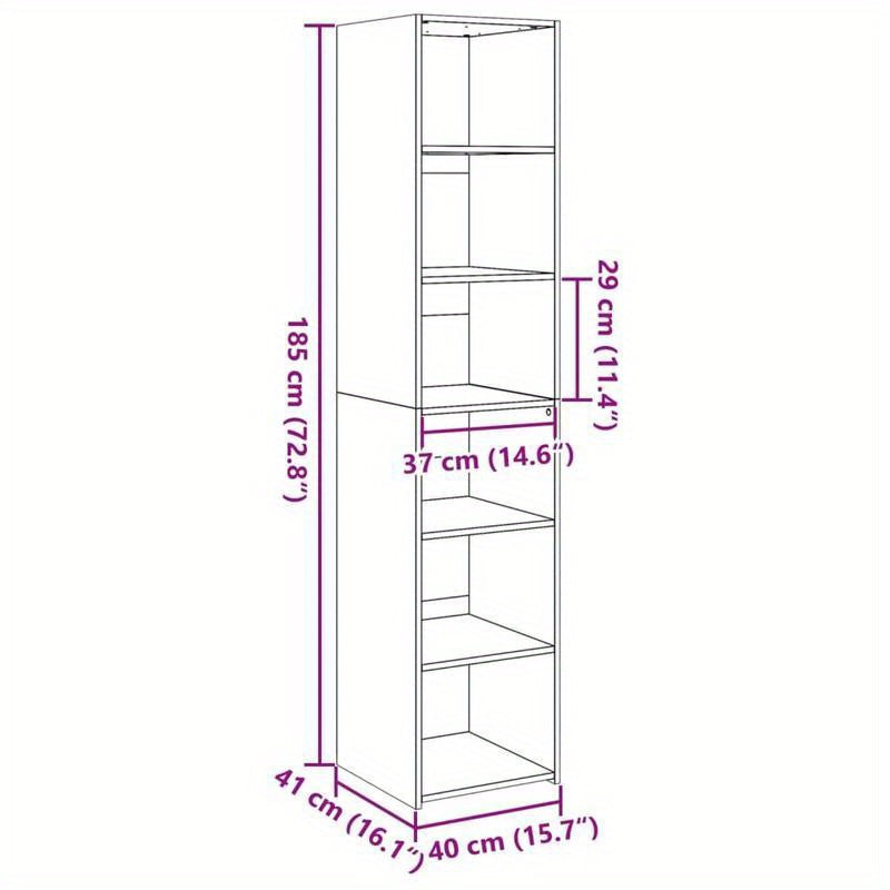 Modern Tall Cabinet 40x41x185cm - Engineered Wood Sonoma Oak Suitable for Hallway, Bedroom,, - Assembly, Space-Saving Vertical, Modern Furniture