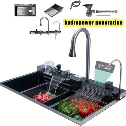 Enkele Keukenspoelbak – Spoelbak – Keukensink – Werkstation Spoelbak – Onderbouw Spoelbak – 680x450 mm – 4 mm Roestvrij Staal – Waterval Afvoer – Rechtszijdige Afvoer