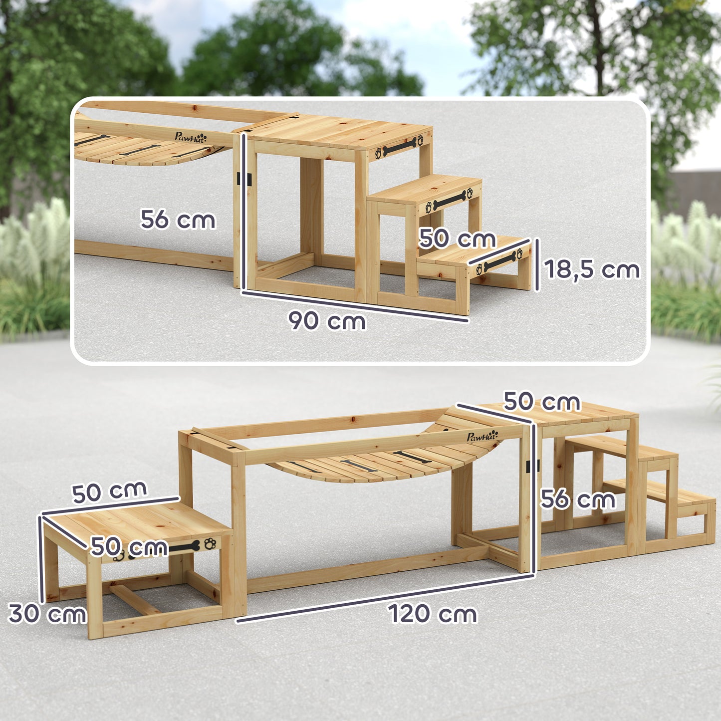 Honden Agility Set – Honden Trainingsset – Hondenspeelgoed – Agility Obstakel – Honden Hindernis – Massief Vurenhout – Geschikt Voor Middelgrote Tot Grote Honden Tot 40 Kg