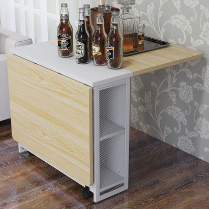 uitschuiftafel – verlengbare tafel – opklapbare eettafel – klaptafel – multifunctionele tafel – ruimtebesparend design – hardhouten blad & metalen onderstel – wit 127x80x75 cm