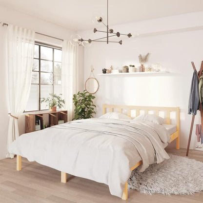 Modern Minimalist Small Double Bed Frame - Heavy-Duty Hardwood Construction, Easy Assembly, Space-Saving Design for Studios, Guest Rooms, Compact Living Spaces - Durable Wooden Furniture, Studio Bedding Solution, Contemporary