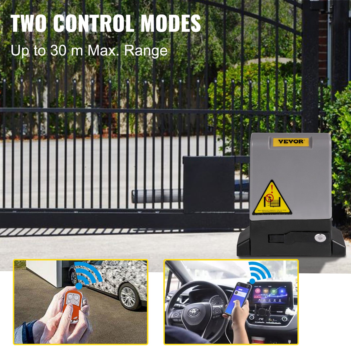 Automatische Schuifpoortopener – Poortopener – Poortmotor – Poortbediening – Schuifpoortmotor – 1800 kg Capaciteit – App & 4 Afstandsbedieningen – Grijs