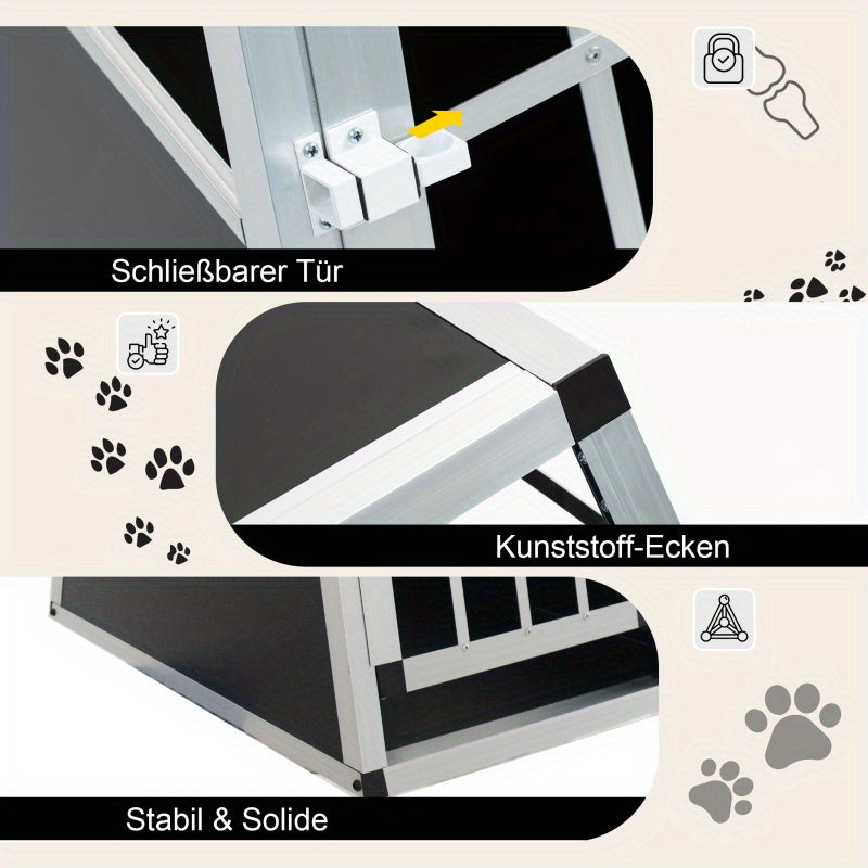 Aluminium Hondenbench – Hondenkooi – Transportkooi – Reisbench – Autobox – 54x69x50 cm – Lichtgewicht & Stevig Aluminium – Compact en Veilig