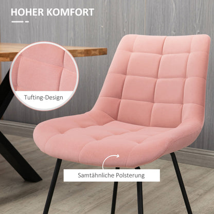 Eetkamerstoelen – Stoelen – Accentstoelen – Keukenstoelen – Retro Stoelen – Fluwelen Bekleding – Afmetingen 50x61x79 cm – Set van 2 – Roze