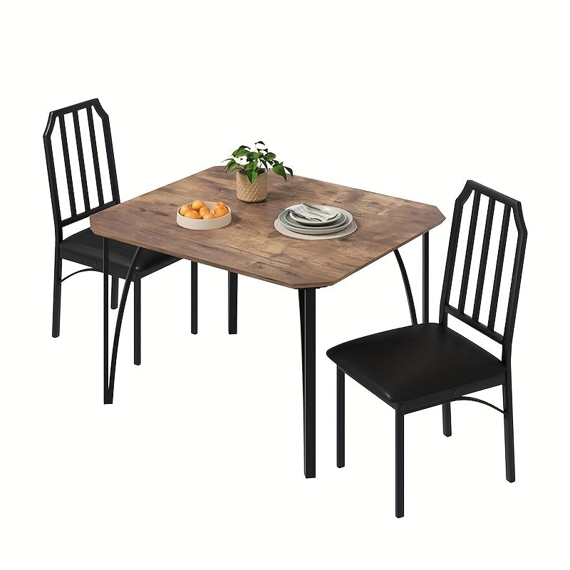 Eettafel – Keukentafel – Tafeltje – Tafelset – Eetkamertafel – Compact Rond Design – Stevig MDF Met PU Zitkussens