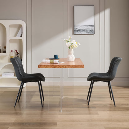 Eetkamerstoelen – Stoelen – Kuipstoelen – Keukenstoelen – Zwarte Armlos – Kunstleer Bekleding – Metaal Onderstel – Set Van 2