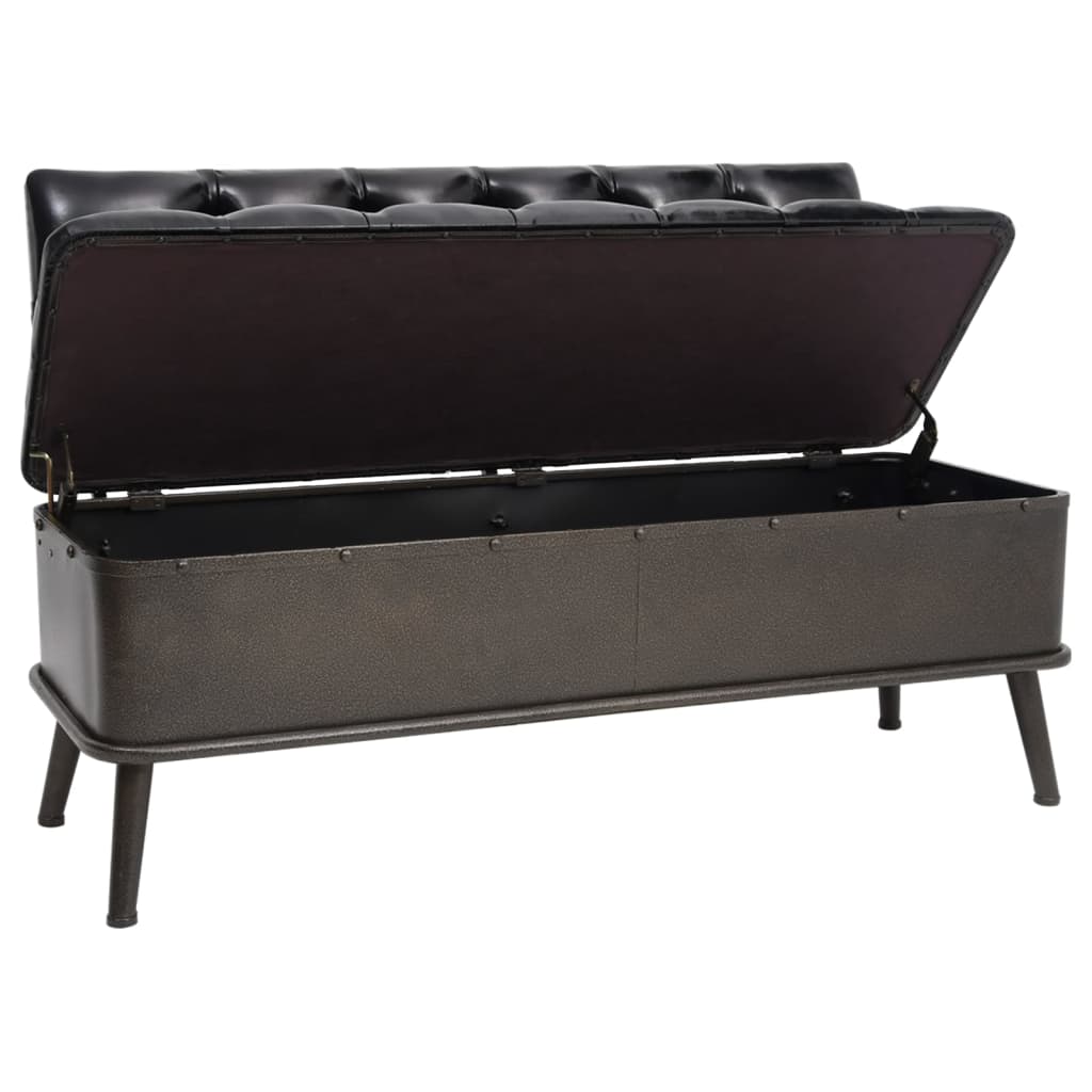 Opbergbank – Zitbank – Opbergkist – Halbank – Opbergmeubel – Kunstleren Bekleding – Hardhouten Frame – Rugleuning – Crème