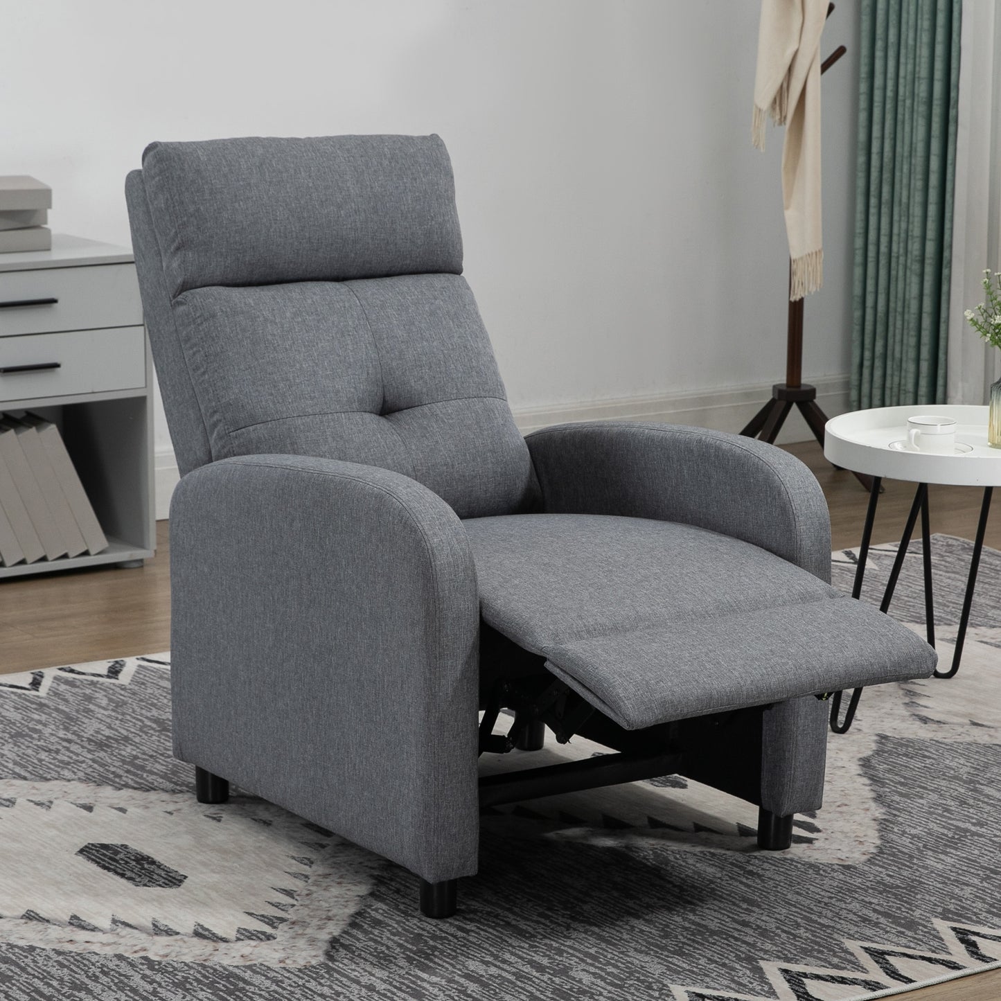 Relaxfauteuil – Relaxstoel – Ligstoel – Leunstoel – Fauteuil Met Voetensteun – Linnenstof Grijs – Belastbaar Tot 150 Kg
