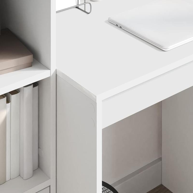 Desk with storage space with shelf 2pcs white 70 x 50 x 76cm Sleek exterior, ample storage space, sturdy and smooth, featuring a minimalist yet functional design., Study Table, Contemporary Desk, Modern Furniture, Robust Buil