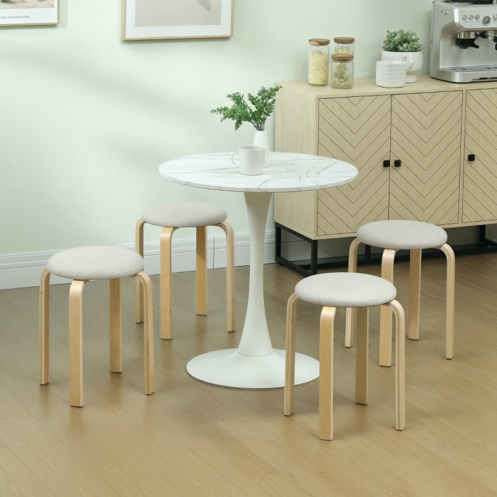 Barkrukken – Krukken – Zitten – Barstoelen – Stools – Set Van 4 – Stapelbaar – Linnen Look Bekleding