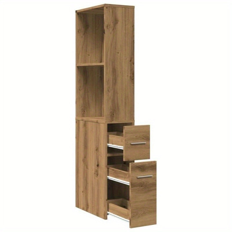 Badkamerkast – Kolomkast – Opbergkast – Badkamermeubel – Smalle Kast – Eiken Multiplex – Voorzien Van Wieltjes