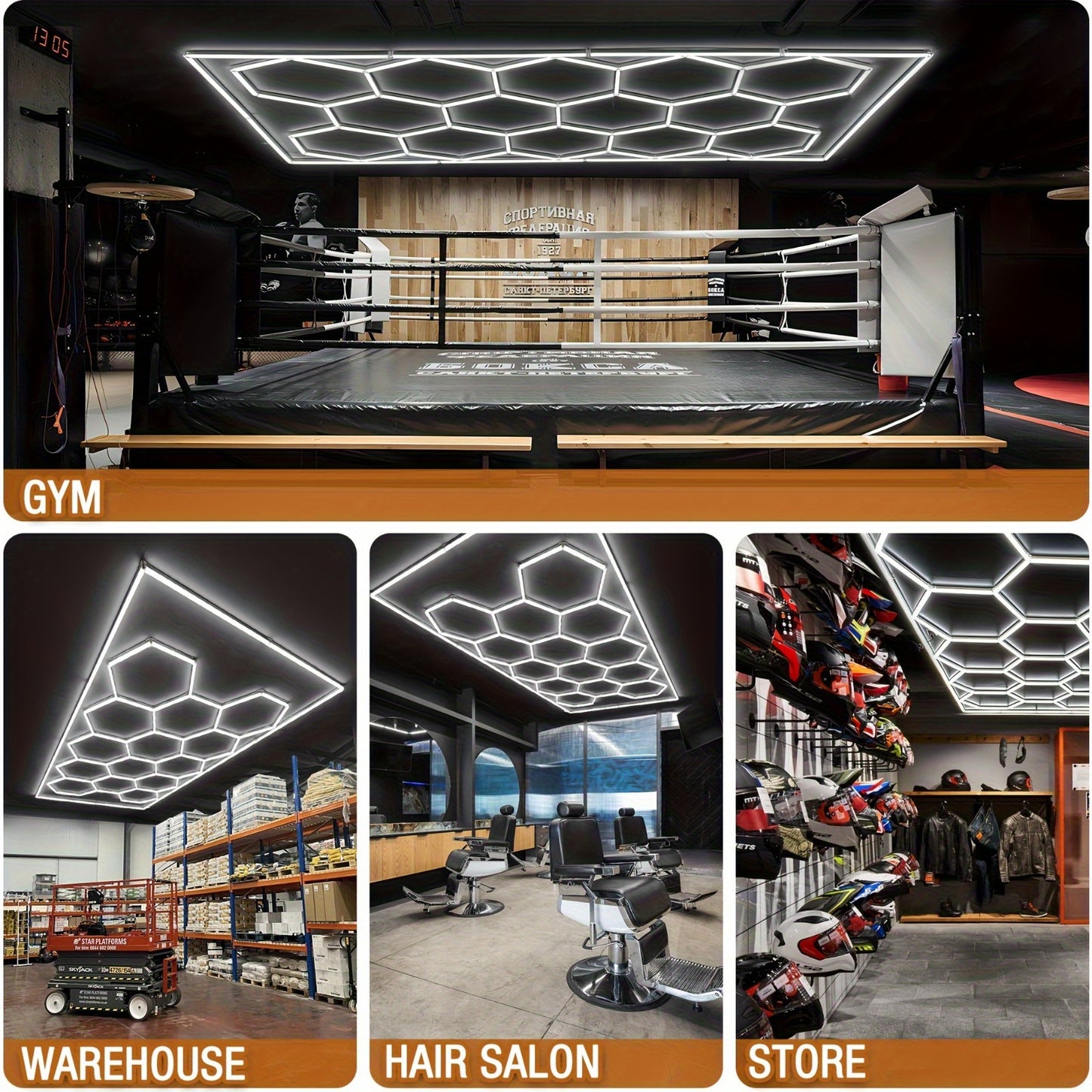 Garagelamp – LED Plafondlamp – Werkplaatslamp – Kelderverlichting – Garageverlichting – Hexagon Design – 712W 168000 Lumen 6500K – 14 Panelen Met Montagebeugel