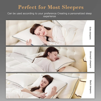 Hoofdkussen – Nekkussen – Bedkussen – Slaapkussen – Kussen Set 2 Stuks – 40x80 cm – Ganzendons & Microvezel – Hotelkwaliteit & Optimale Nekondersteuning