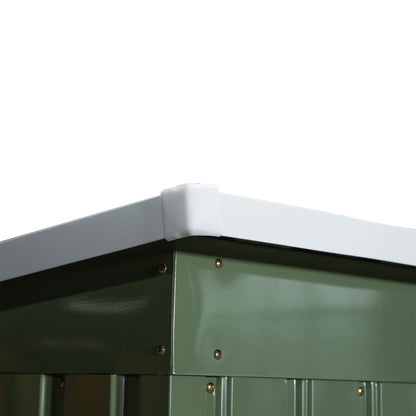 Steigerhuisje – Tuinkast – Tuinhuisje – Opbergschuur – Tuinberging – Gegalvaniseerd Staal – Ventilatieramen en Schuifdeur – 213x130x159/172 cm – Weerbestendig Groen