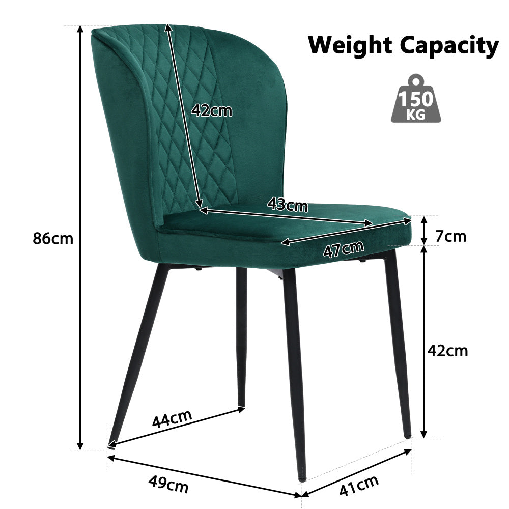 Eetkamerstoelen – Stoelen – Zitstoelen – Eetkamerstoelen Set – Velvet Stoelen – Fluwelen Bekleding – Metalen Frame – Ergonomische Rugleuning – Comfortabel Design