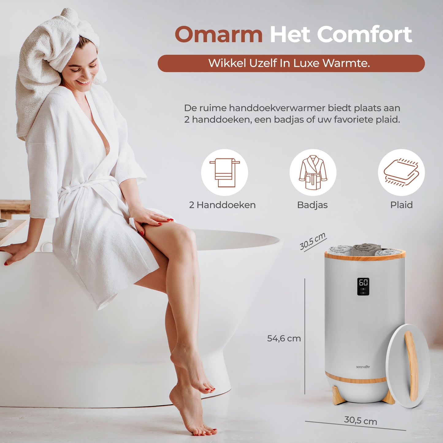 Handdoekverwarmer – Handdoekwarmer – Handdoekstomer – Towel Warmer – Towel Heater – Elektrisch – Geurhouder – Automatische Uitschakeling – Compact 30,5x30,5x54,6 cm