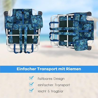 Campingstoel – Kampeerstoel – Vouwstoel – Strandstoel – Visstoel – 3-delige Set Met Verstelbare Rugleuning & Inclusief Tafel – Lichtgewicht, Waterbestendig Marine