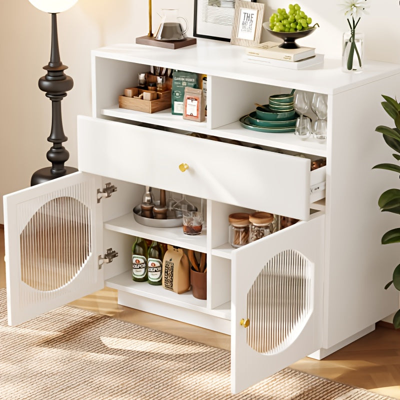 Opbergkast – Opbergmeubel – Kast – Dressoir – Bergkast – Modern Wit – 2 Deuren & Lade – Vrijstaand – 3,2+ Kubieke Voet – Eenvoudige Montage – Duurzaam