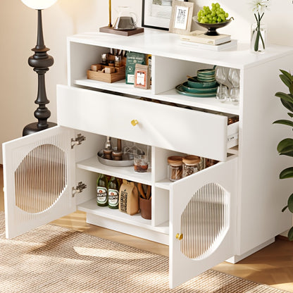 Opbergkast – Opbergmeubel – Kast – Dressoir – Bergkast – Modern Wit – 2 Deuren & Lade – Vrijstaand – 3,2+ Kubieke Voet – Eenvoudige Montage – Duurzaam