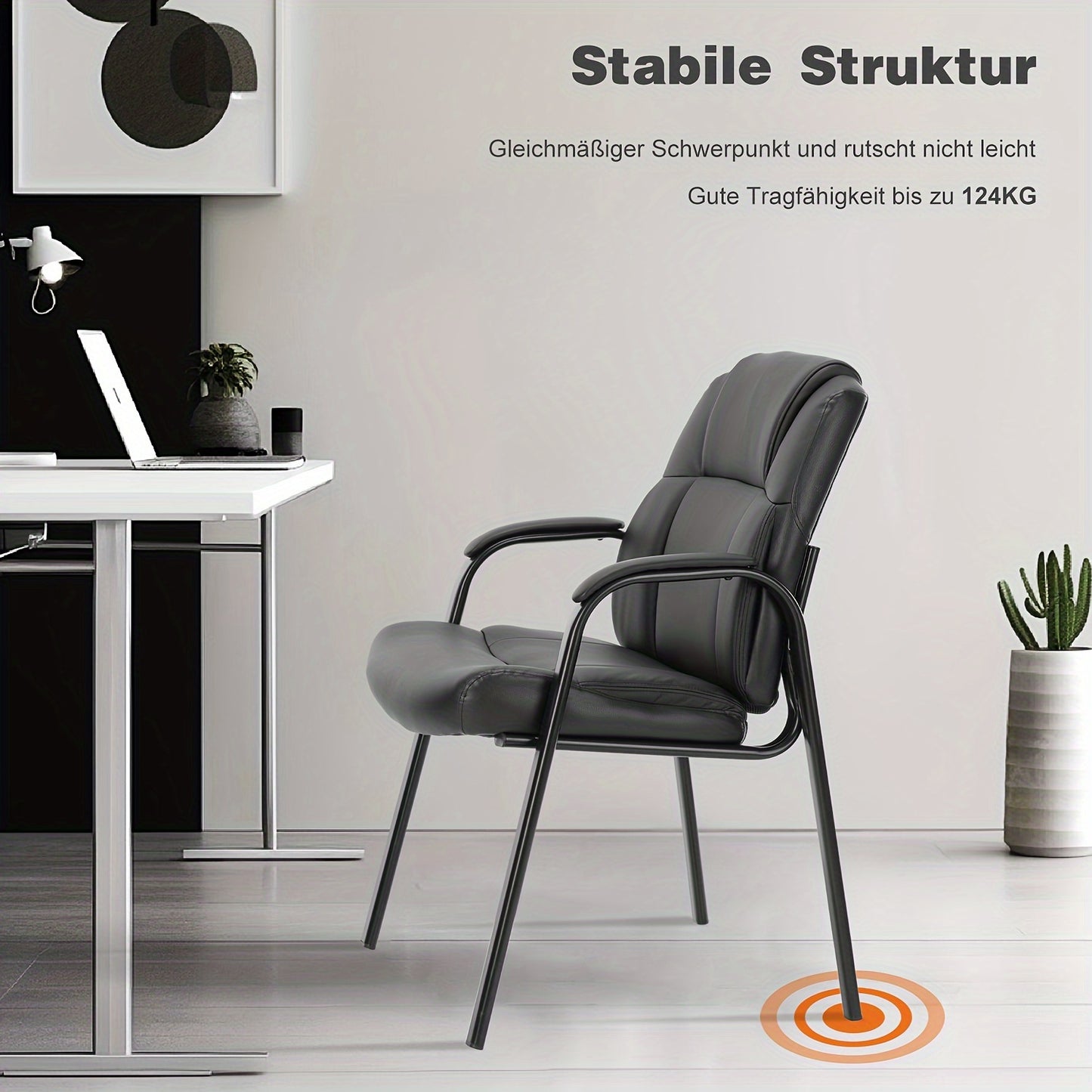 Ergonomische Bureaustoel – Kantoorstoel – Vergaderstoel – Thuiswerkstoel – Directiestoel – PU Leer – Stevige Vijfwielbasis – Comfortabele Gewatteerde Zitting – Zwart