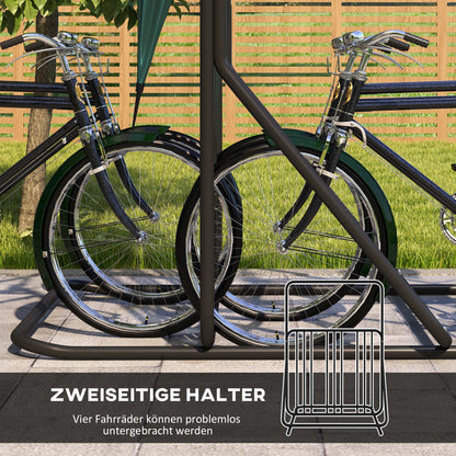 Fietsstandaard – Fietsenrek – Fietsbeugel – Fietszijstandaard – Dubbele Standaard – Weerbestendig Staal – Geschikt Voor 4 Fietsen 102x92x130 cm Zwart