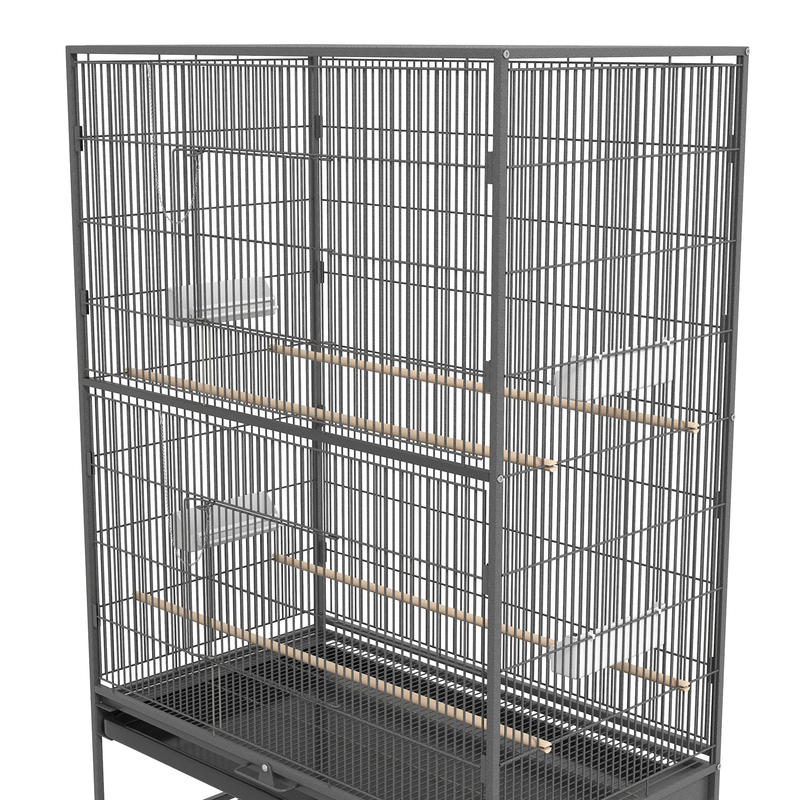 Bird Cage Including Perches, Bird Toys, Removable Bottom Tray, 1 Shelf, Grey