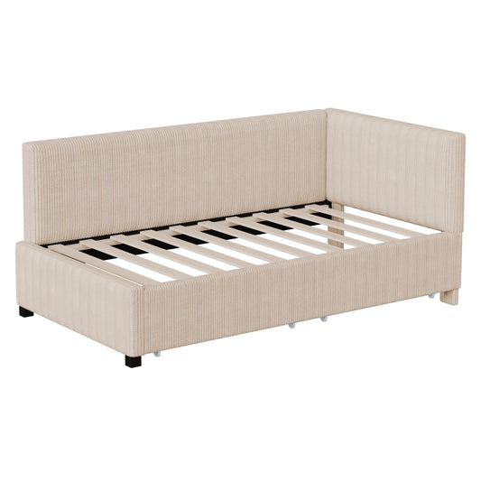 Bankbed – Slaapbank – Bedbank – Logeerbed – Sofa Bed – Multifunctioneel Met 2 Opberglades – 90x200 cm Beige Stof