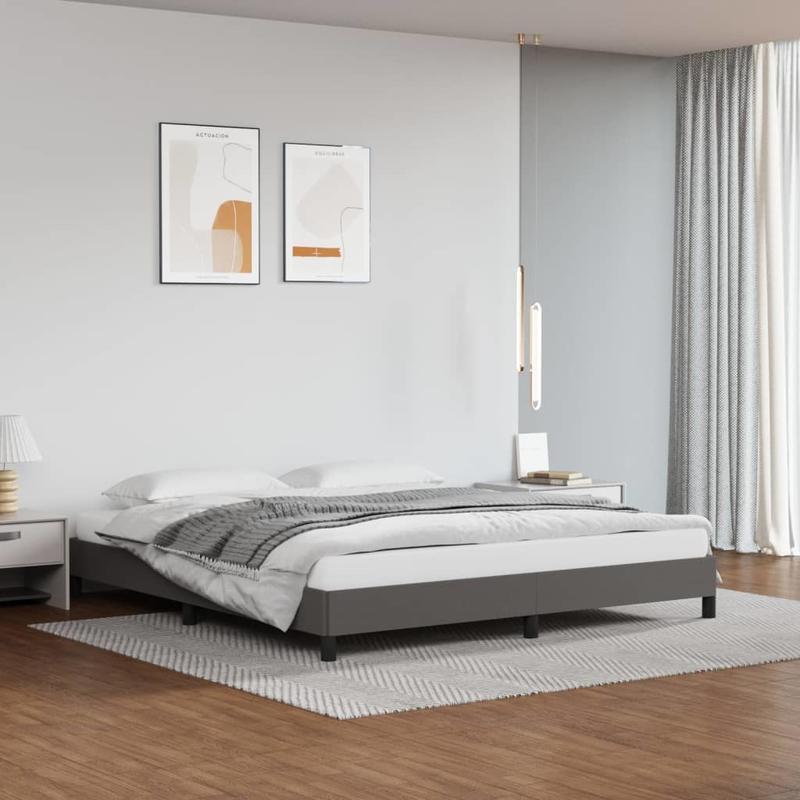 Modern Bed Frame - Heavy-Duty Platform Bed with Removable Headboard, Easy Assembly, Sturdy Wooden Construction, Space-Saving Design for Small Rooms - Ideal for Apartments, Dorms, Studios - Neutral Gray Bedroom Furniture, Dorm