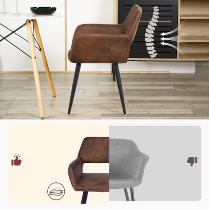 Eetkamerstoel – Kuipstoel – Stoel Met Armleuningen – Industrieel – Retro – Suède Bekleding – Met Metaal Frame – Comfortabel Zitcomfort
