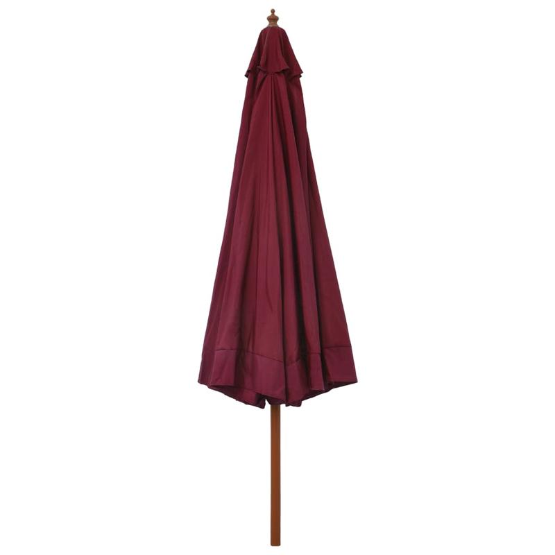330 cm Burgundy Red Parasol with Wooden Pole | Polyester Film, 6 Ribs, Stainless Steel Shaft and Rib, PE Lamination, Canvas Fabric