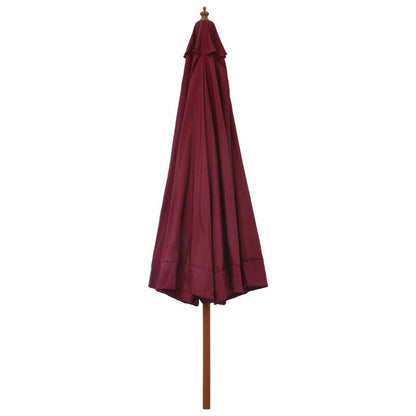 330 cm Burgundy Red Parasol with Wooden Pole | Polyester Film, 6 Ribs, Stainless Steel Shaft and Rib, PE Lamination, Canvas Fabric