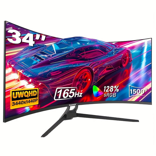 Gaming Monitor – Curved Scherm – Ultrawide Beeldscherm – PC Monitor – Computer Display – 34 Inch UWQHD 3440x1440 – 165Hz Verversingssnelheid – 1500R Boogvorm