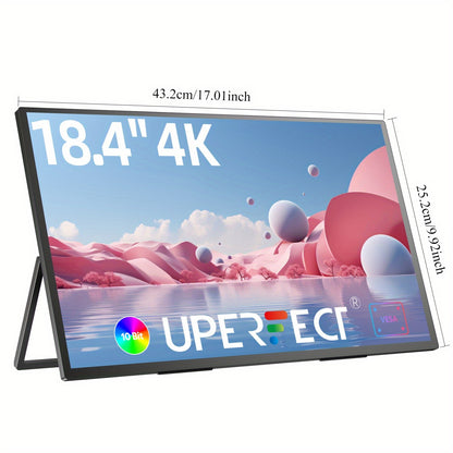 Draagbare Monitor 18,4 inch – Mini Monitor – Laptop Scherm – Extra Display – VESA Monitor – 4K UHD Resolutie – USB-C Aansluiting & Metalen Behuizing