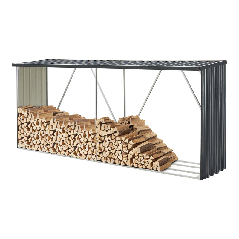 Houtopslagrek – Houtrek – Houtberging – Haardhoutrek – Brandhoutrek – Stalen Constructie – Weerbestendig Antraciet 155x45x157 cm