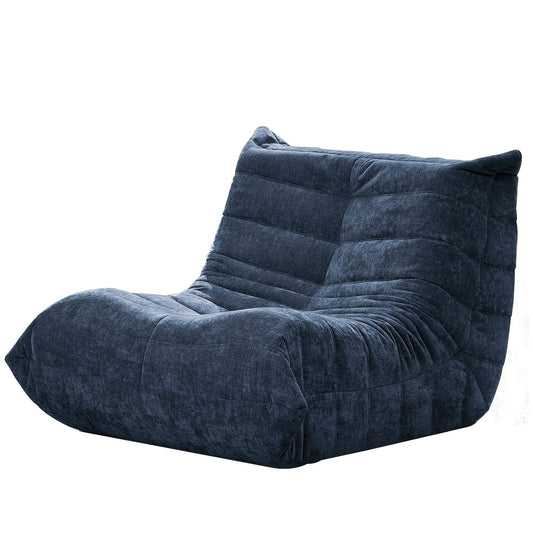 Grote Zitzak – Oversized Zitzak – Loungestoel – Fauteuil – Poef – Blauw – Glanzende Faux Fur – Pluche Foamvulling