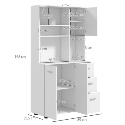 Sideboard, kitchen cabinet, crockery cabinet, 3 drawers, 3 shelves, ample storage space, 89x39.5x168cm, white,  Dining Room Storage Unit, Shelving Storage Unit, Minimalist Cabinet, Functional Storage Design, Apartment Dwell,