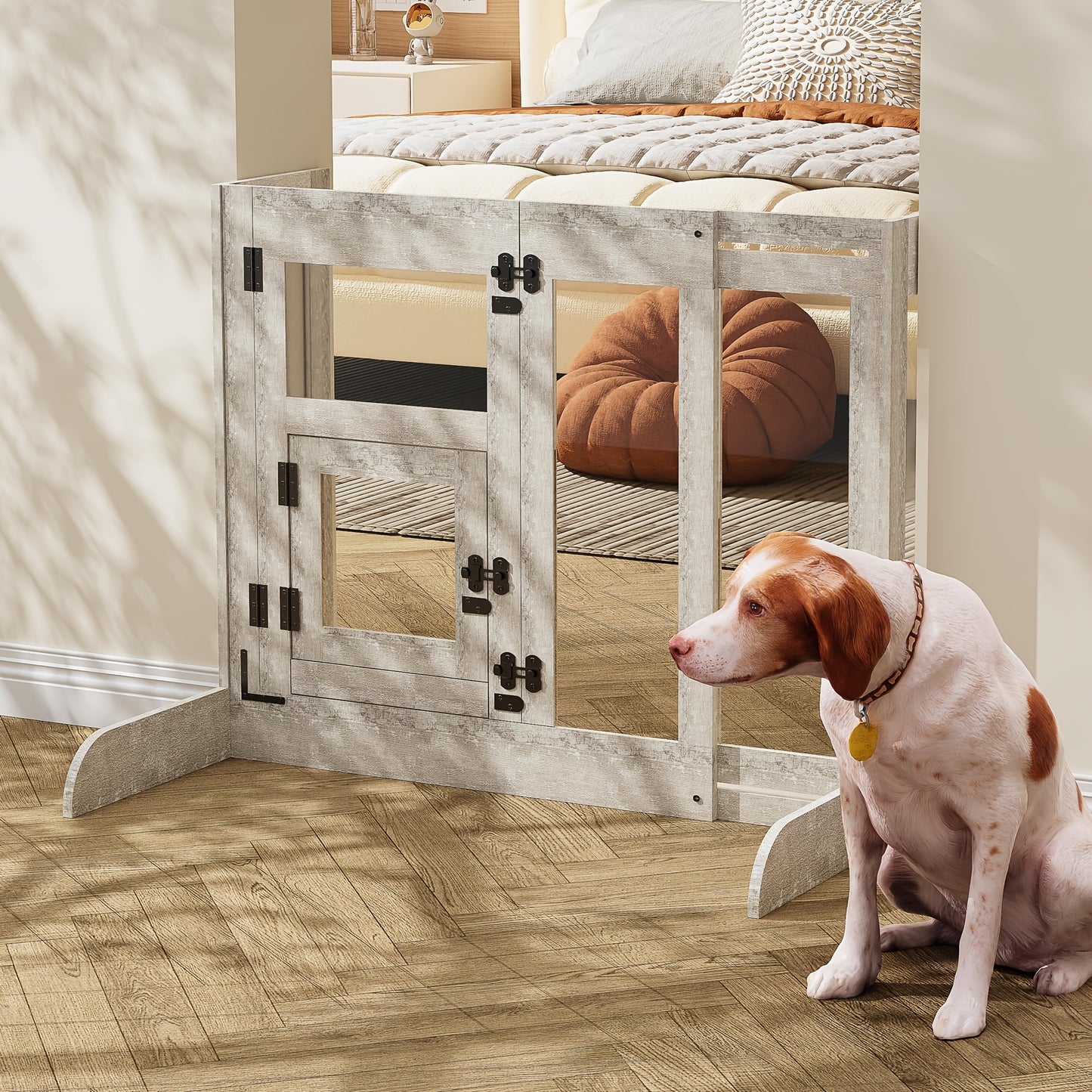 Dog Gate, Dog Fence, 80cm Tall, Extends Up To 100cm Wide, Safety Gate For Doorways, Stairs, Hallways, Indoor/Outdoor