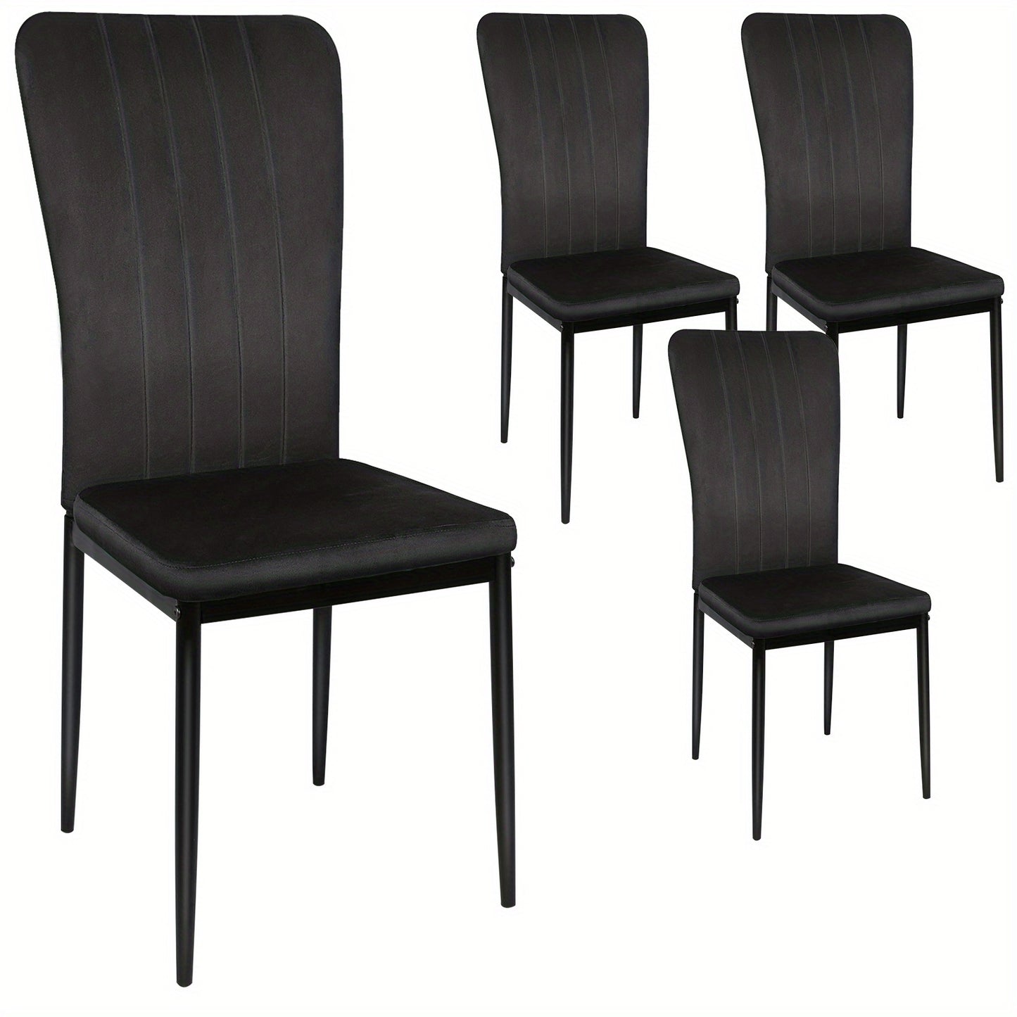 Eetkamerstoel – Kuipstoel – Stoel – Dining Chair – Set Van 4 – Zwart – Velvet Bekleding – Hoog Rugleuning – Metalen Frame – 40x37x97 cm – Max. Draagvermogen 120 kg