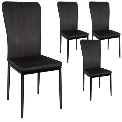 Eetkamerstoel – Kuipstoel – Stoel – Dining Chair – Set Van 4 – Zwart – Velvet Bekleding – Hoog Rugleuning – Metalen Frame – 40x37x97 cm – Max. Draagvermogen 120 kg